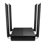 Router Wireless de TP-Link Archer C64 AC1200 4p LAN giga y 1p WAN giga con cuatro Antenas Omnidireccionales externas Fijas de 5dBi en 2.4GHz y 5GHz simultáneo, diseñado para interiores. Soporta app Tether. color negro 4 antenas