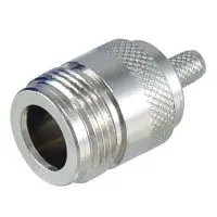 Conector coaxial metálico en detalle.