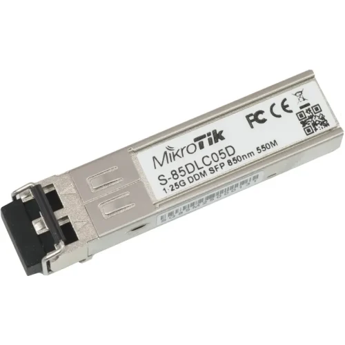 Transceiver SFP MikroTik S-85DLC05D Duplex LC-UPC 550m MM, color plateado