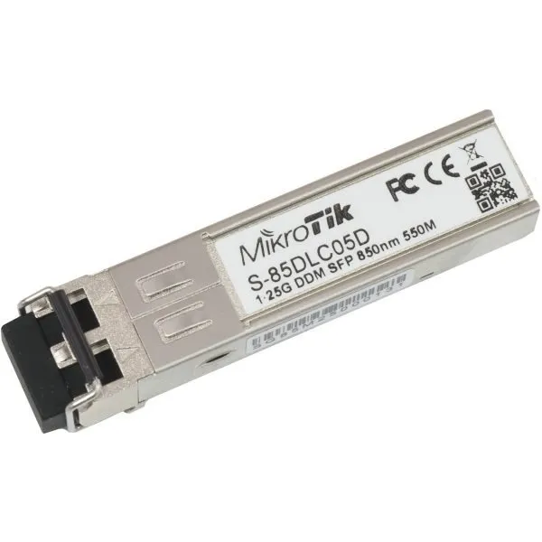 Transceiver SFP MikroTik S-85DLC05D Duplex LC-UPC 550m MM, color plateado