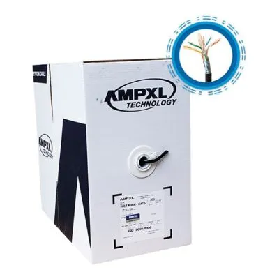 Delta AMPXL AAM-FTP6-E Rollo de Cable FTP DE 305 metros con blindaje de papel aluminio alrededor de los 4 pares trenzados de 50% de cobre con línea de tierra para descarga y protección ESD/EMD. Ideal para largos tendidos de PoE en WISP.