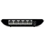 Switch de TP-Link TL-SG1005D 5 Puertos Gigabit con carcasa plástica. Uso en interiores. color negro. vista posterior.