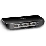 Switch de TP-Link TL-SG1005D 5 Puertos Gigabit con carcasa plástica. Uso en interiores. color negro. vista posterior.