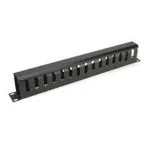 CommScope CCM-1901 Organizador de cable horizontal simple 40X75mm para 1 unidad de rack 19" bastidor estándar, color Negro con logo de la marca CommScope. Ideal para alojar sistemas informáticos y redes de telecomunicaciones.