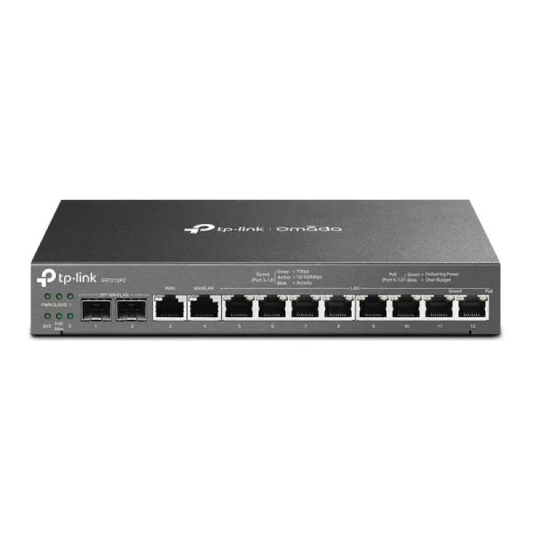 Router TP-Link ER7212PC 3en1 Omada Gigabit PoE+, color gris