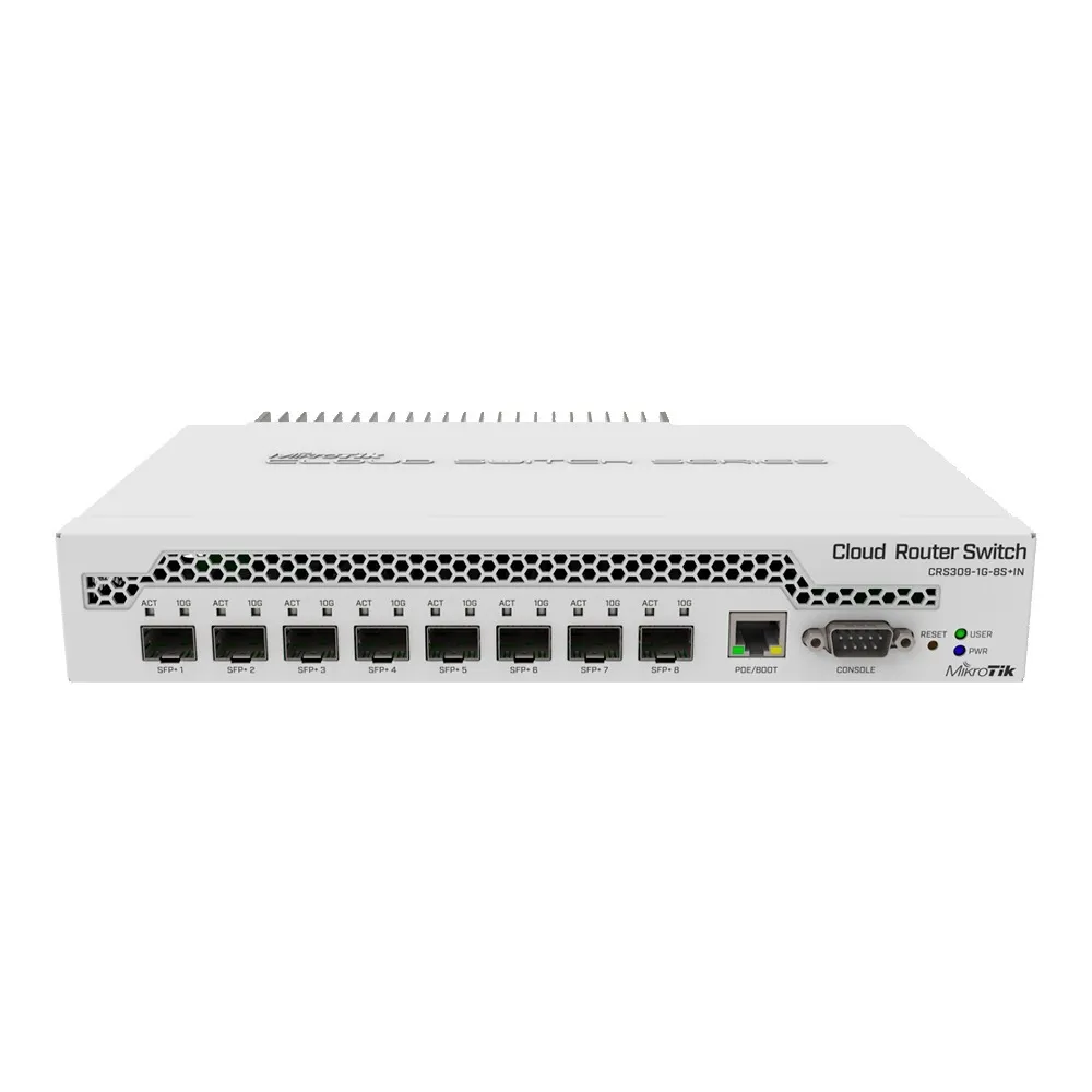 Cloud Router Switch MikroTik CRS309-1G-8S+IN 1 puerto Gigabit y 8 puertos SFP+ color blanco